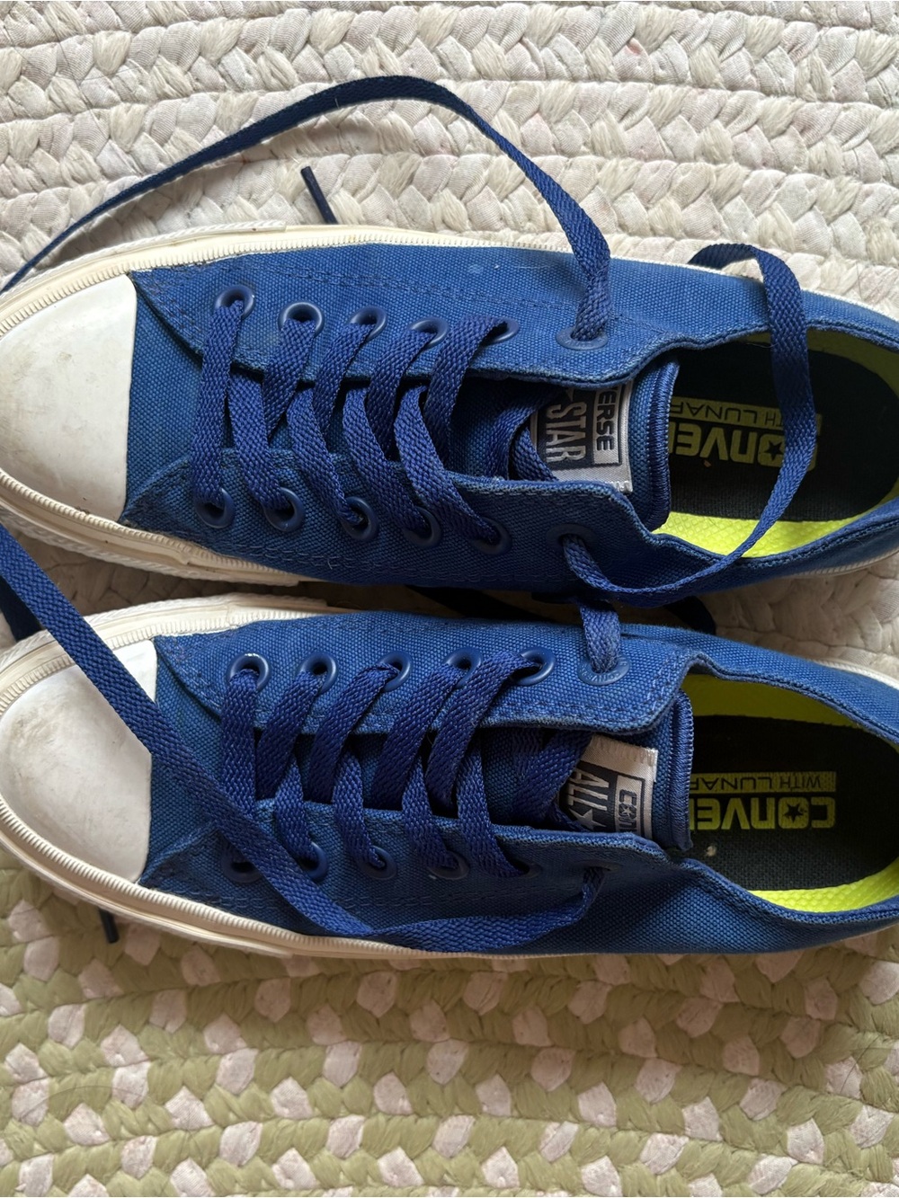 Converse Blue Low Top Canvas Sneakers with White Toe Cap